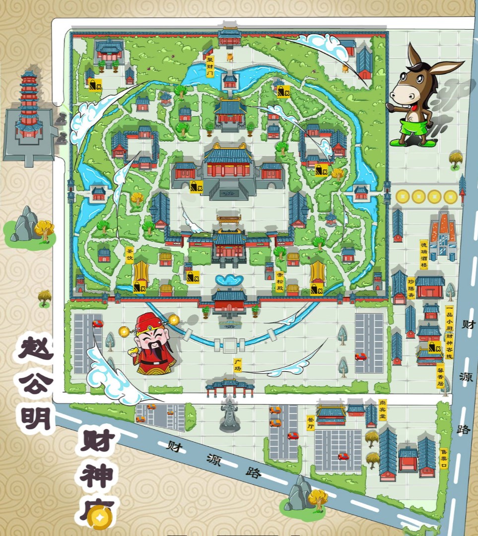 雅江寺庙类手绘地图